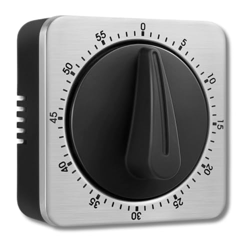 Mechanical Kitchen Timer Magnetic with Loud Alarm,60-Minute Manual Wind Up Analog Countdown Timer with Stainless Steel Scale,No Batteries for Chef Cooking,Baking,Egg,Oven,Seniors
