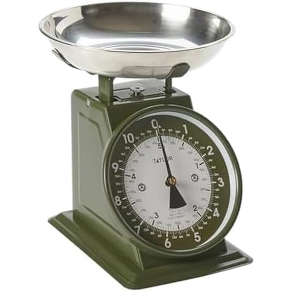 Mechanical Kitchen Weighing Food Scale with Bowl, Weighs up to 11lbs, Measures in Grams and Ounces, Food Scales for Kitchen, Green