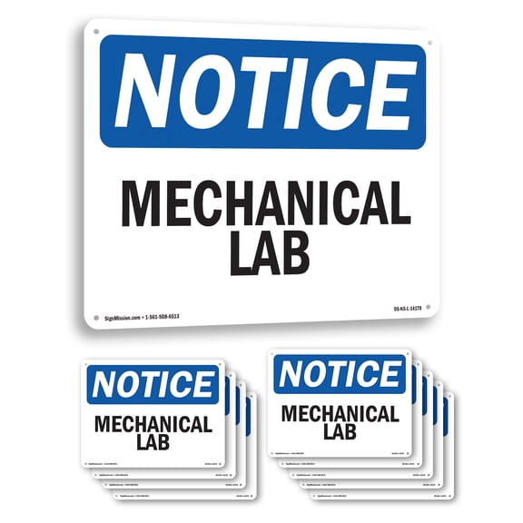 Mechanical Lab OSHA Notice Aluminum Sign 10 Inch x 7 Inch - 10 Pack