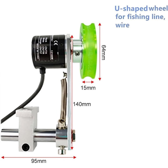 Mechanical Length Counter, Cable Wheel Length Meter Counter, HD Display Length Counter with Control Function 0-999999 and Alarm System, for Cable Fishing Line Silk Thread Wire