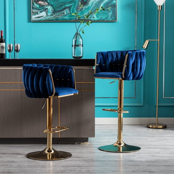 Mechanical Lifting & Height Change / Navy Fabric Bar Stools for Garage Bar