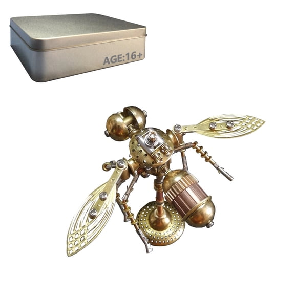 Mechanical Little Bee Insect 3D Metal Puzzle, 158PCS DIY Assembly Model Kit Steampunk Jigsaw Puzzle to Build Collectible Gift for Adults & Teens