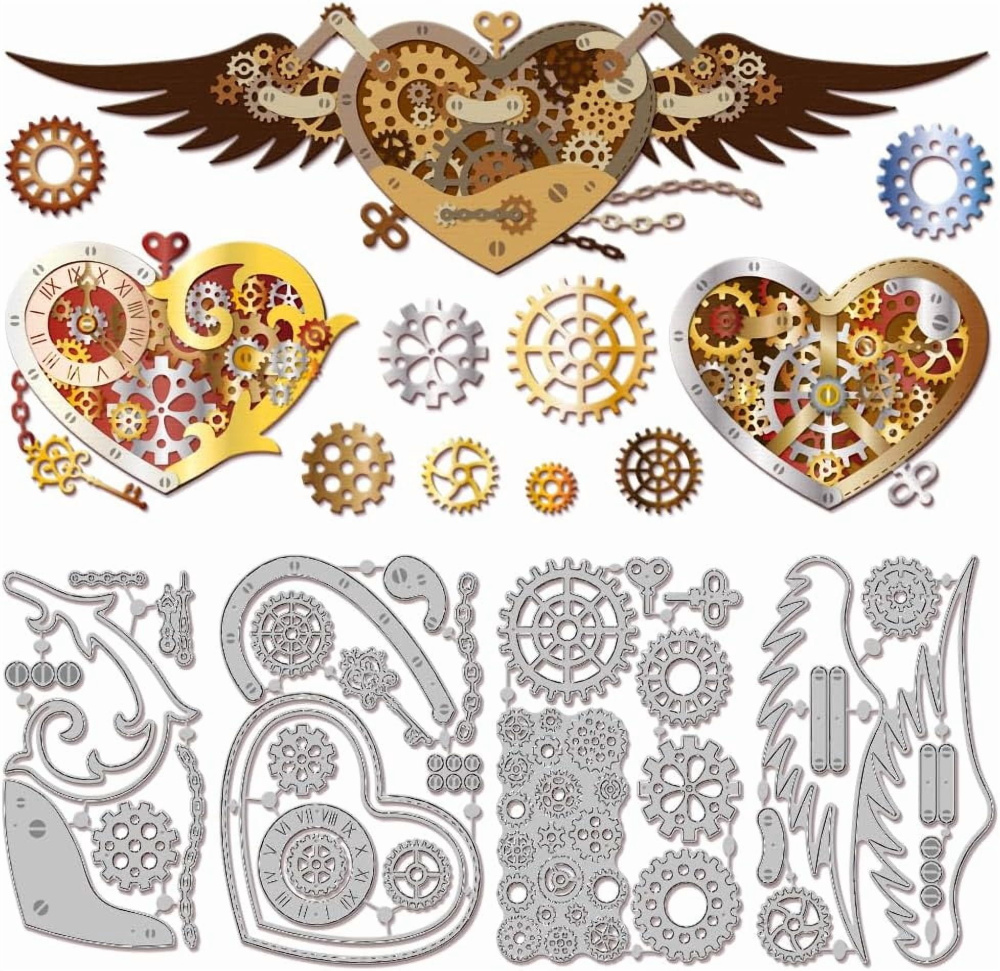 Mechanical Love Heart Cutting Dies for Card Making Love Gear Heart Die ...