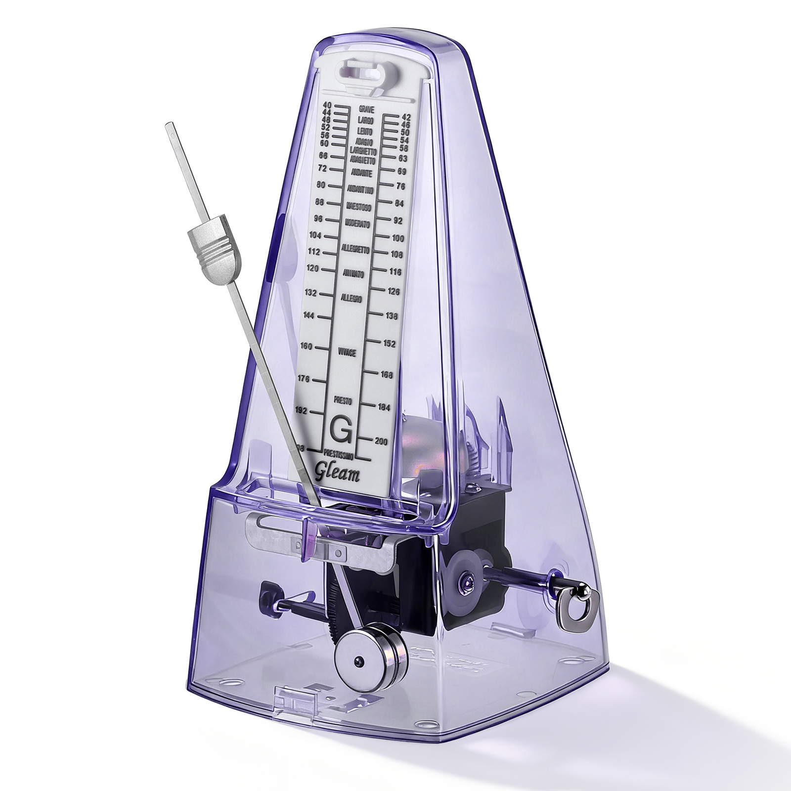 Uxcell Mechanical Metronome, Metronome for Piano, Guitar, & Other Instruments, Loud Sound and High Precision Track Beat for Beginners,Transparent Purple