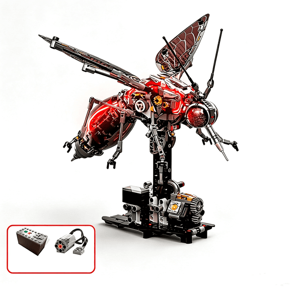 Mechanical Mosquito Building Kit for Adults Technic Insect Building Blocks with Lights & Moving Wing for Desktop Display & Gifts(Motor linkage)