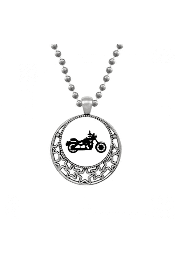 Mechanical Motorcycle Black Pattern Necklaces Pendant Retro Moon Stars Jewelry