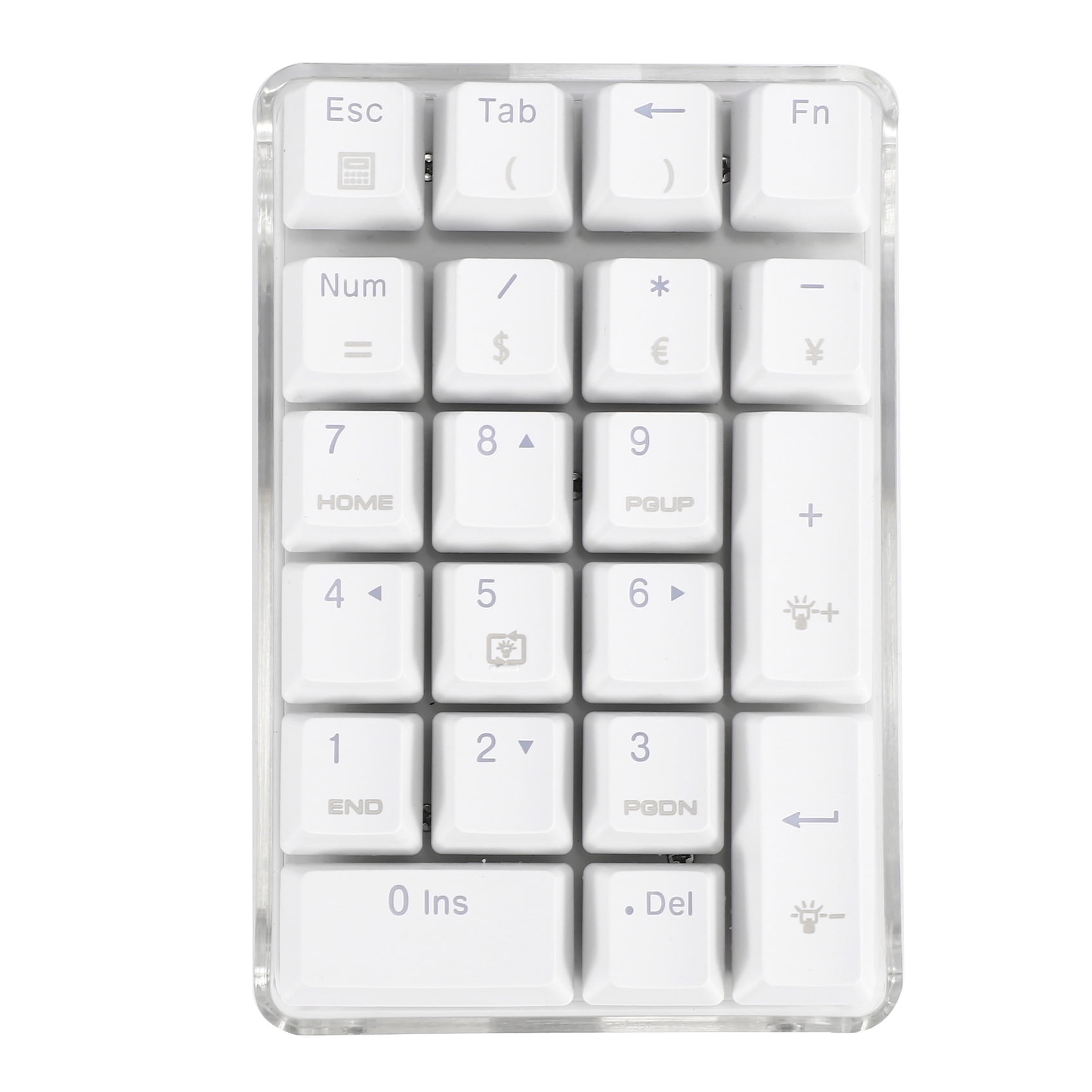 Mechanical Numeric Keypad Brown Switch Wired Gaming Keypad Crystal Case White Backlit 21 Keys