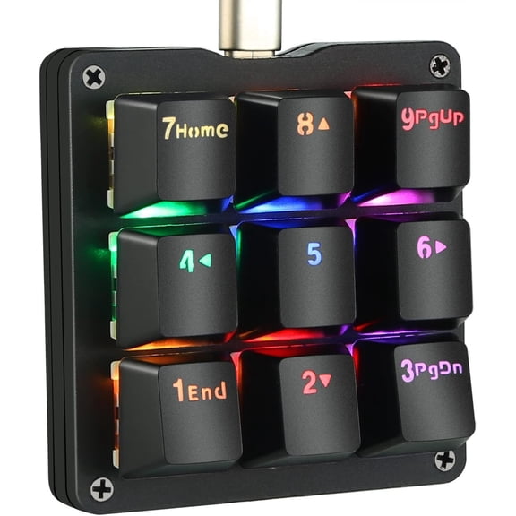 Mechanical Numpad Macro Keyboard, 9-Key Numeric Keypad LED Backlit Gaming Keyboard, Fully Programmable Number Pad Keyboard, Computer High Ground Mechanical Macro Number Keypad