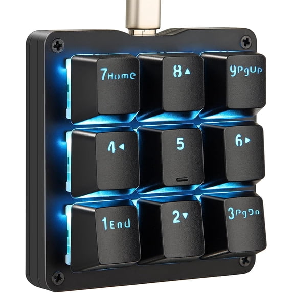 Numepad Keyboard Mechanical Numpad Macro Keyboard, 9-Key Numeric Keypad LED Backlit ...