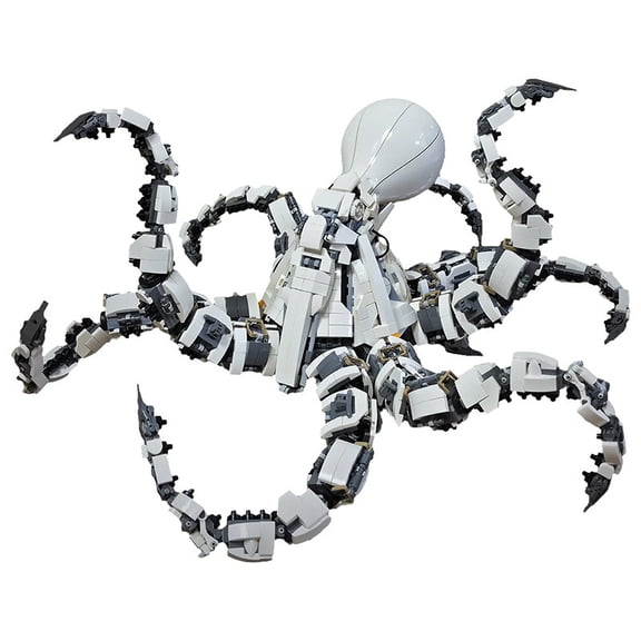 Mechanical Octopus Monster Building Blocks Set | Cybernetic Octopus Model with Articulated Tentacles | DIY Assembly Brick Toy | Compatible with Major Brands | Gift for Sci-Fi & Animal Collectors