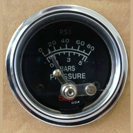Mechanical Oil Pressure Gauge 52mm RNG 0-5 BAR 0-80 Psi Black SAP130035 NEW