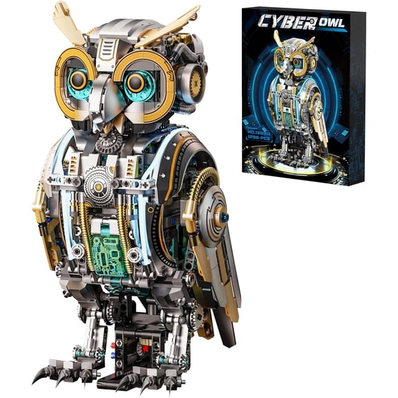 Mechanical Owl Building Blocks Engineering Construction Set | for Kids and Adults Detailed Mechanical Model with Gears and Lights for Collectors