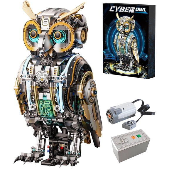 Mechanical Owl Building Blocks Hand-Crank or Electric Powered Moving Snake Engineering Construction Set for Kids and Adults Detailed Mechanical Model with Gears and Lights