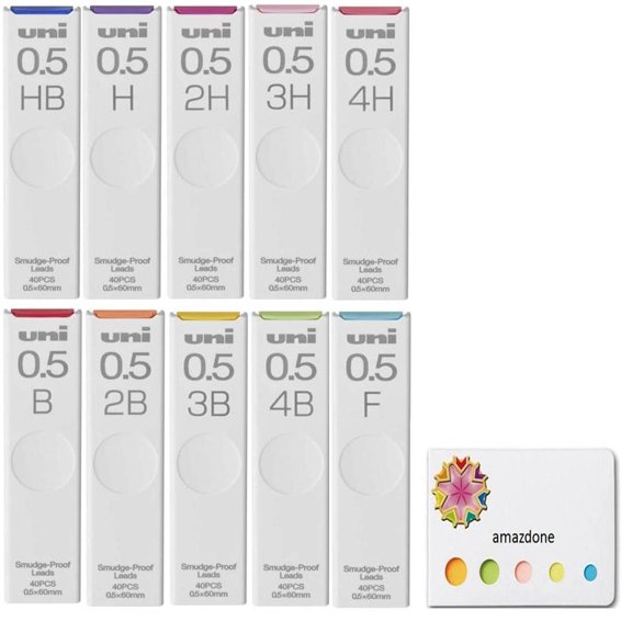 Mechanical Pencil Graphite Leads 0.5mm 400 Pack HB-H-2H-3H-4H-B-2B-3B-4B-F