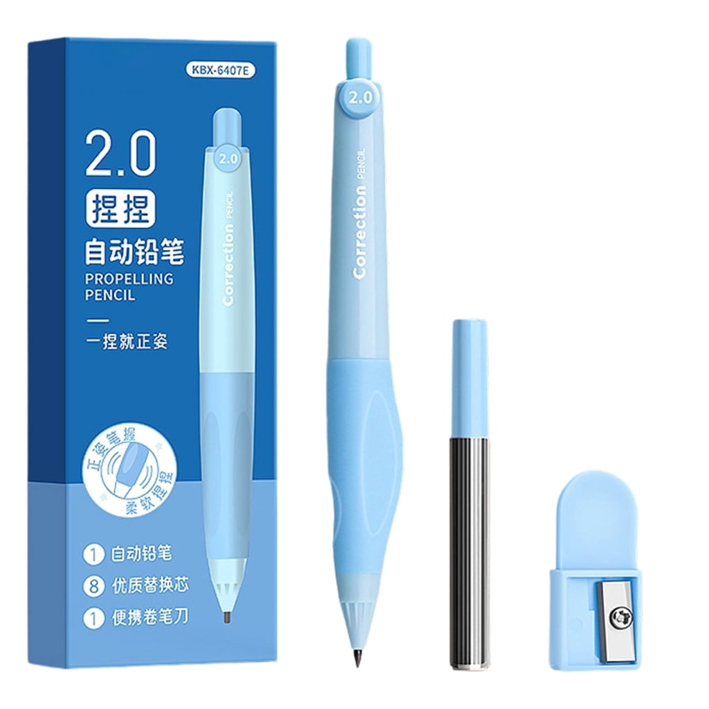 Mechanical Pencil With Ergonomic Grip 2.0mm Automatic Pencil with Sharpener Box of Refills For Writing Sketching