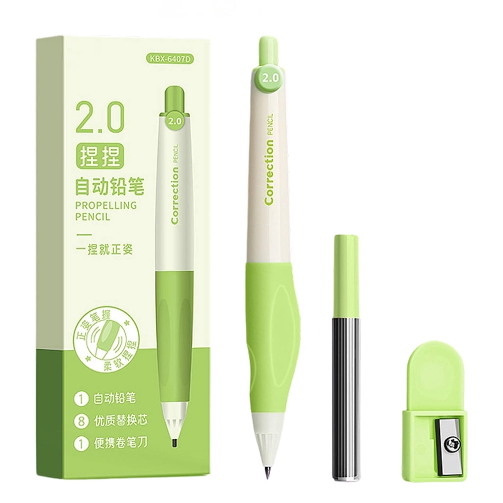 Mechanical Pencil With Ergonomic Grip 2.0mm Automatic Pencil with Sharpener Box of Refills For Writing Sketching