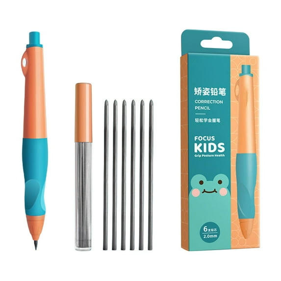 Mechanical Pencils,2.0MM Mechanical Pencil with Comfort Ergonomic Grip,Cute Mechanical Pencils with 6PCS Lead Refills, Aesthetic Office Supplies for Man and Woman Writing Drawing(Orange)