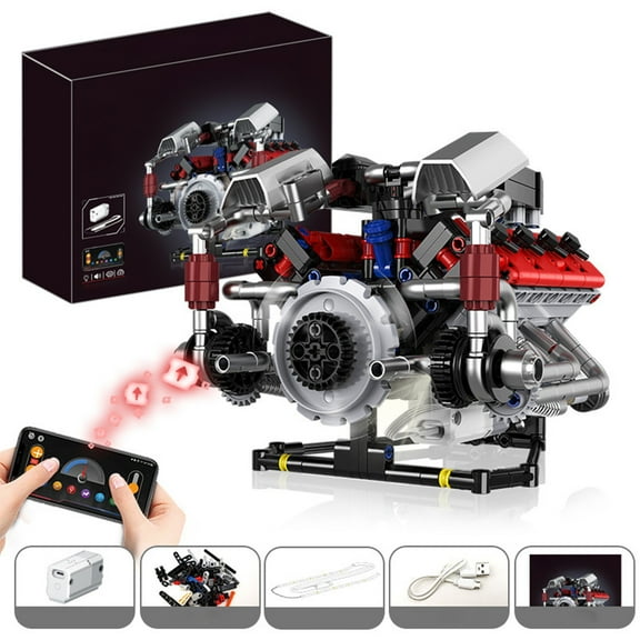 Mechanical Power Assembly Kit with Bluetooth Remote Control and Lighting – Educational Plastic Model for Automotive, Aviation, and Windmill Enthusiasts Multicolor