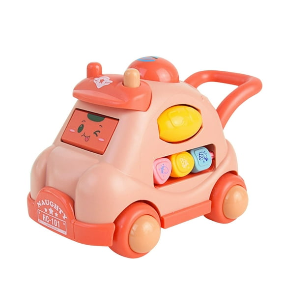 Mechanical Push‑Along Car for Toddlers–Visible Colored Gears,LED Lights,Music & Horn,Educational Rolling Toy for Ages 1+