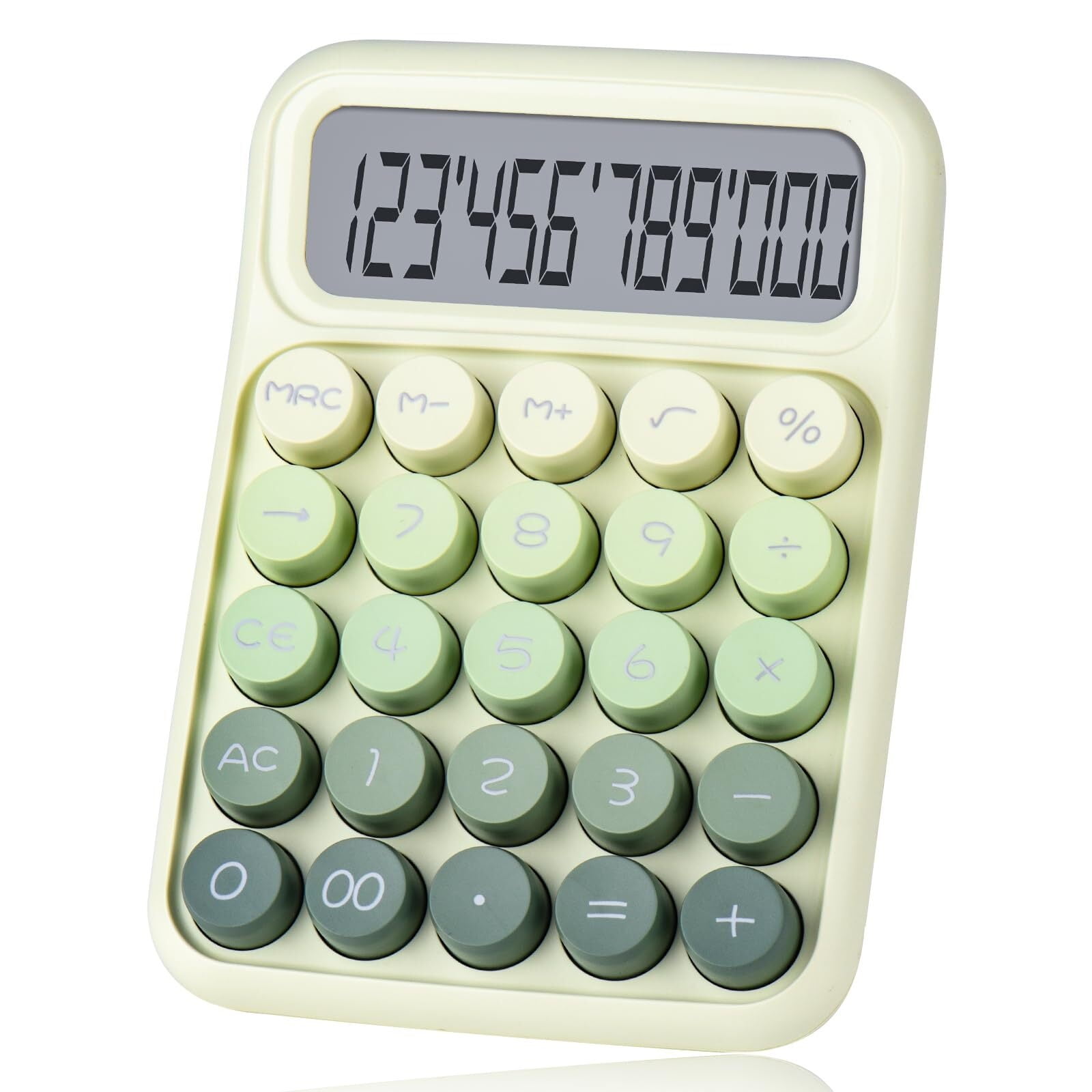 Mechanical Pushbutton Calculator,12 Digit Large LCD Display,Big Buttons