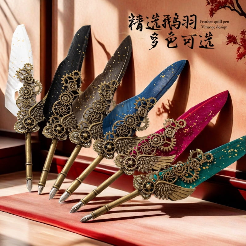 Mechanical Quill Dip Pen, Fountain Pen Stainless Steel Replacement Nib Set Gift