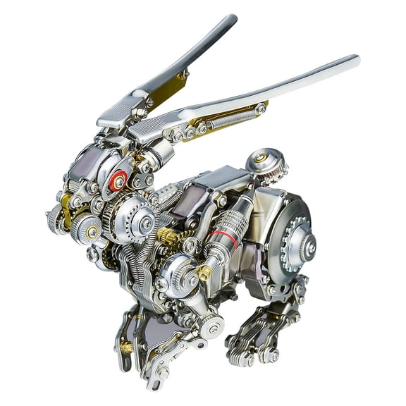 Mechanical Rabbit 3D Steampunk Metal Puzzle Kit | 500PCS Alloy DIY Assembly Model with Primary Colors | Unique Animal Collectible for Desk Display