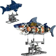 Mechanical Shark STEM Building Set,Sea Animal Toys Crossing Shark with Lighting and Linkable,Ideas Sets for Adults Shark,Creatures Gift for Adults and Boys Ages 8-12