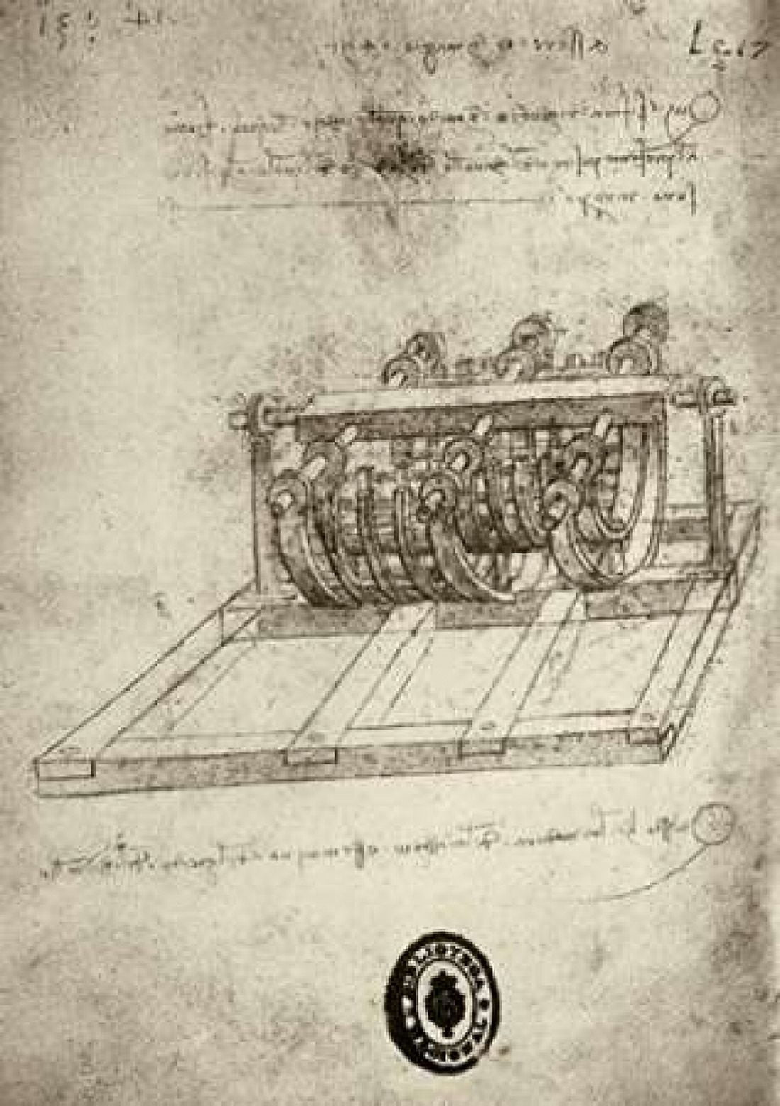 Mechanical Sketches Canvas Art - Leonardo Da Vinci (20 x 28)