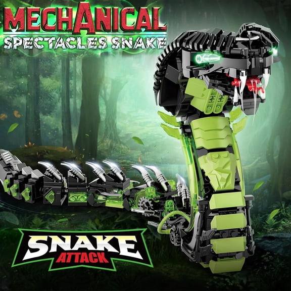 Mechanical Snake Building Block Set 1036PCS Mecha Snake Model Kit with Movable Joints Cyberpunk Animal Art Frame Decor Toy STEM Building Toy for Kids 8+ Adults Collectors Compatible with Lego