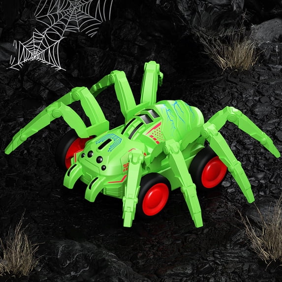 Mechanical Spider Animal Childrens Toy Car, Realistic Design, Inertia-Powered Forward Movement and Climbing Function, Green