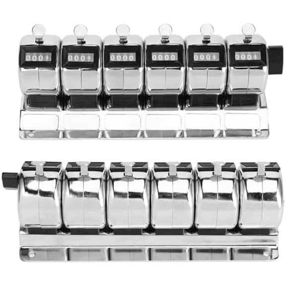 Mechanical Stainl Steel Manual Ker Counter, 4-Digit with 6 Its, Tally Tool for Various Applications$$Office