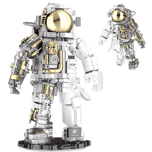 Mechanical Steampunk Astronaut Building Blocks Set, Exposed Gear Space Explorer Model Creative Birthday Gift, Home Office Table Centerpiece