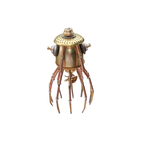 Mechanical Steampunk Jellyfish Metal Sculpture, Handmade Punk Art Sea Creature Model, Industrial Desk Decor Collectible Gift