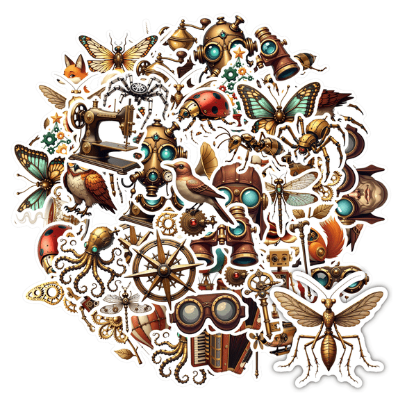 Mechanical Stickers Animal Stationery Steampunk Stickers Vintage Stickers for Laptops Suitcase Guitar