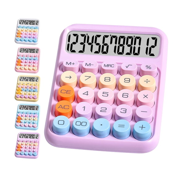 Mechanical Switch Calculator, 12 Digits, Large LCD Display, Colorful Calculator Big Buttons
