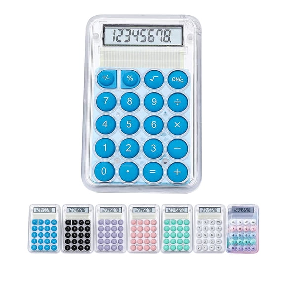 Mechanical Switch Calculator, 8 Digits, Blue Calculator, Transparent Body, Large LCD Display, Big Buttons,Blue
