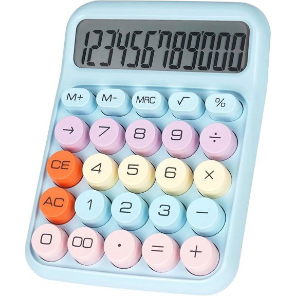 Mechanical Switch Calculator with Big Buttons, Calculators Desktop, 12 Digits, Large LCD Display, Desk Calculator, Cute Pink Calculator for Teachers Students Basic Office