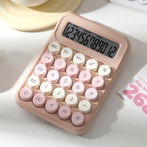 Mechanical Switch Calculator,Mini Digital Desktop Calculator With Big Buttons 12-Digit Large LCD Display Battery Power Basic Standard Calculators For Teachers Teens Office Home Campus Business