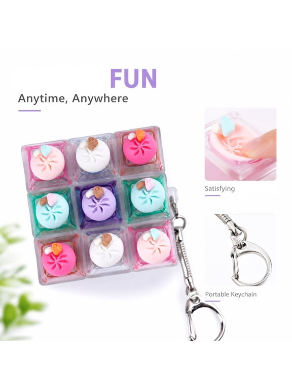 Mechanical Switch Fidget Clicker Keychain with LED Light, DumplingClicky Keyboard Toy for Stress Relief, Anxiety Relief and Portable Gamer Desk Accessory
