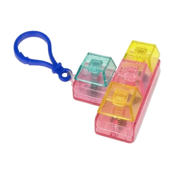 Mechanical Switch Fidget Keychain, Retro Gaming Block Sparkly Colorful Stress Relief Button Toy, Clicky Sensory Charm for Bags and Backpacks
