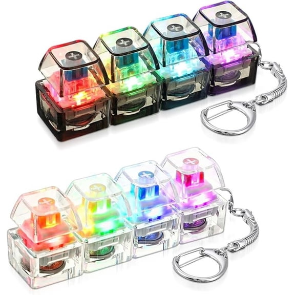 Mechanical Switch Fidget Toy with LED Light - Clicky Keyboard Keychain for Stress Relief, Tactile Blue Switch Fidget for Anxiety & ADHD, Office Desk Toy & Sensory Gift for Tech Lovers