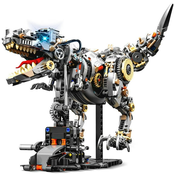 Mechanical T-Rex Building Set with Light-Up Eyes, 1268-Piece Dinosaur Model Kit for Adults & Kids 12+, STEM Toy with Movable Jaw for Home Office Decor