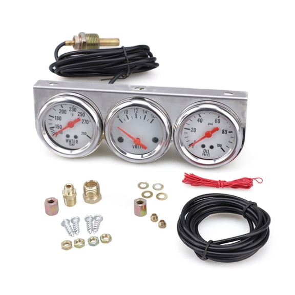 Mechanical Triple Gauge Car Voltage+Oil Pressure+Water Temp Meter Voltmeter Water Temp Gauge Oil Press Meter