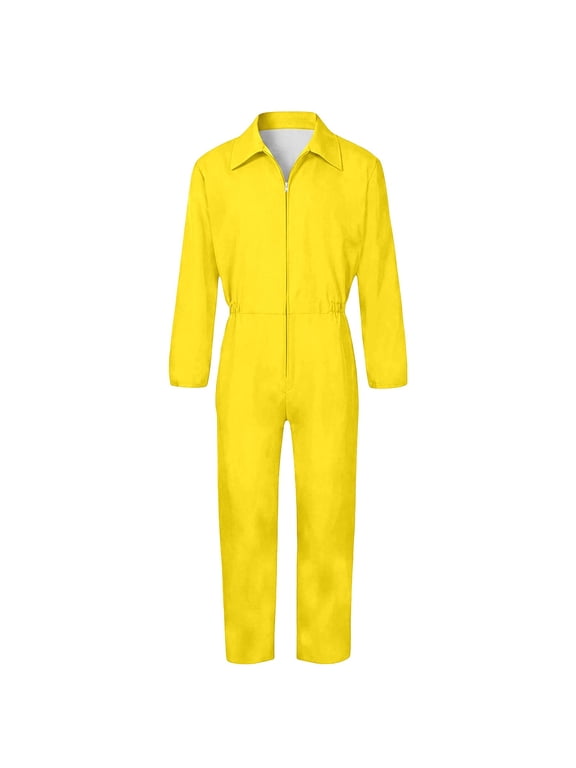 Mechanical Utility Jumpsuit for Men With Long Sleeve Zip Front Workwear Daily Slim Fit Tailored Overalls Industrial -Piece Garment Autumn Winter