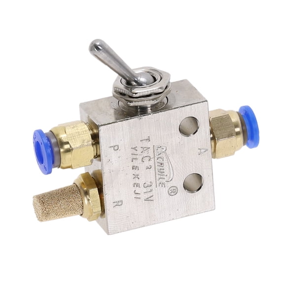 Mechanical Valve TAC2-31V 1/8"PT Thread 2 Position 3 Way Toggle Lever Air Pneumatic switch Valve w Fittings