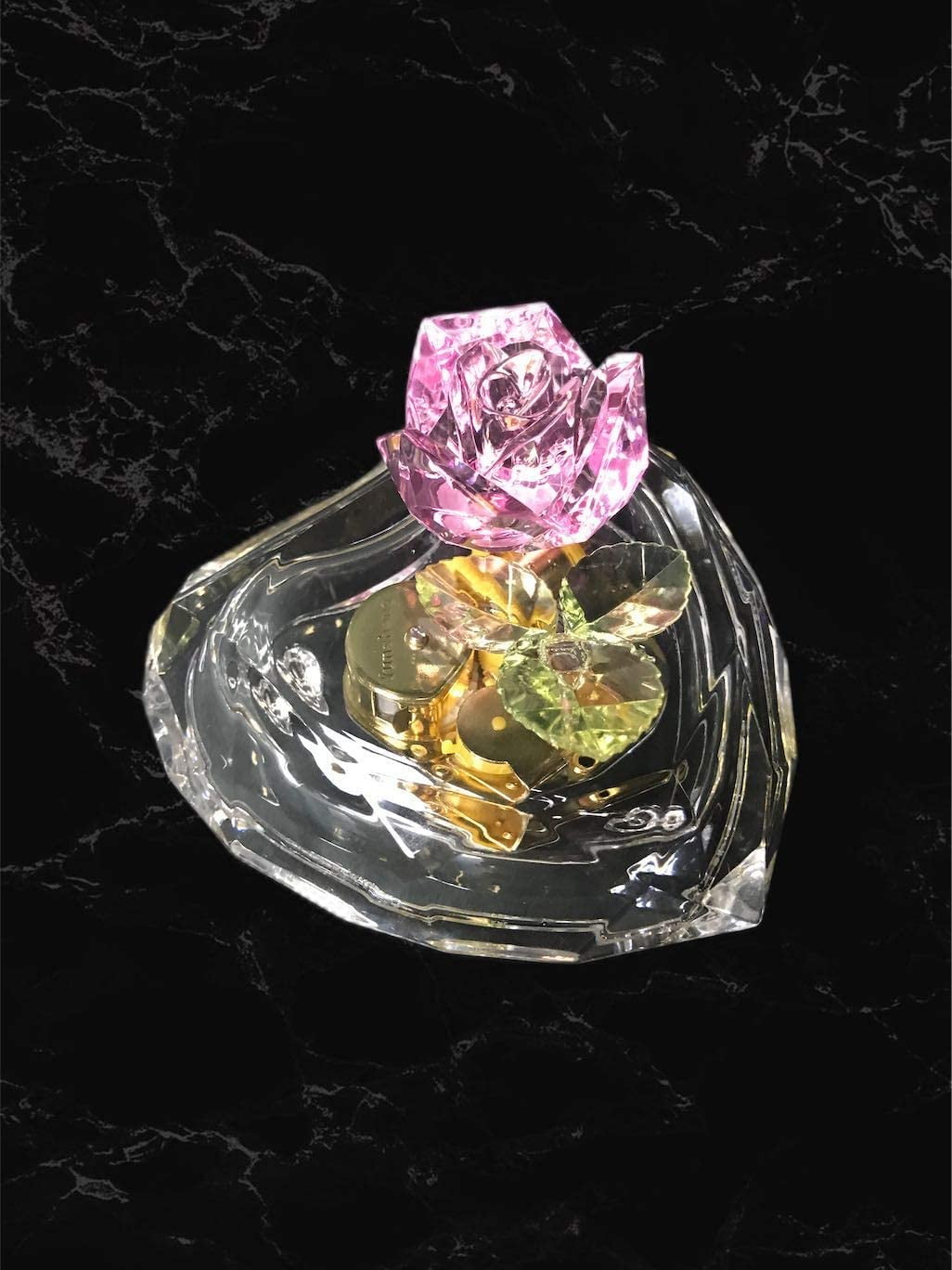 Mechanical Wind-Up Music Box With LED Lights Transparent Melody Castle