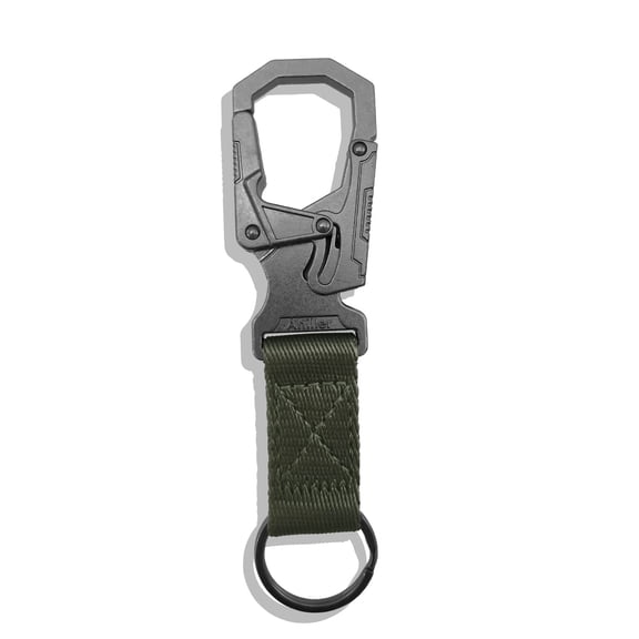 Mechanical buckle, double lock design zinc alloy car key chain, outdoor camping and cycling backpack accessories