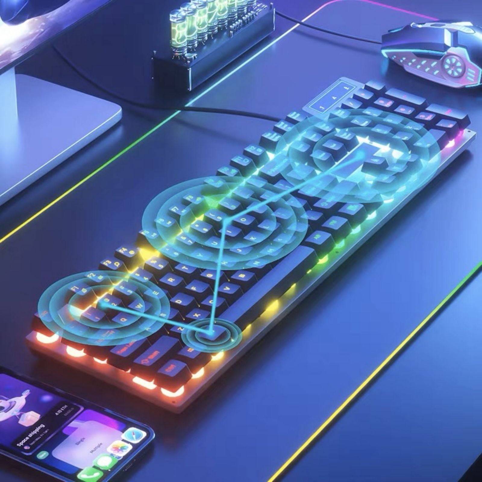 MXZ Mechanical Keyboard & Mouse Combo, Wired Computer Keyboard & Mouse Set