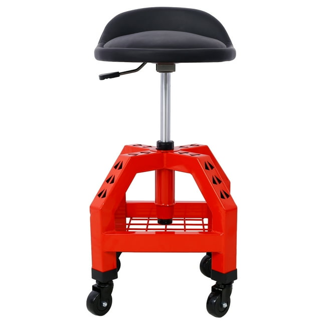 Mechanics Rolling Stool Numatic Wheels, Pneumatic 360 Degree Swivel