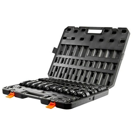 Mechanics Tool Box Impact Sockets Set 43pcs 6-Point 1/2in Drive Bit Ratchet Tool Kit Case,Tool Box